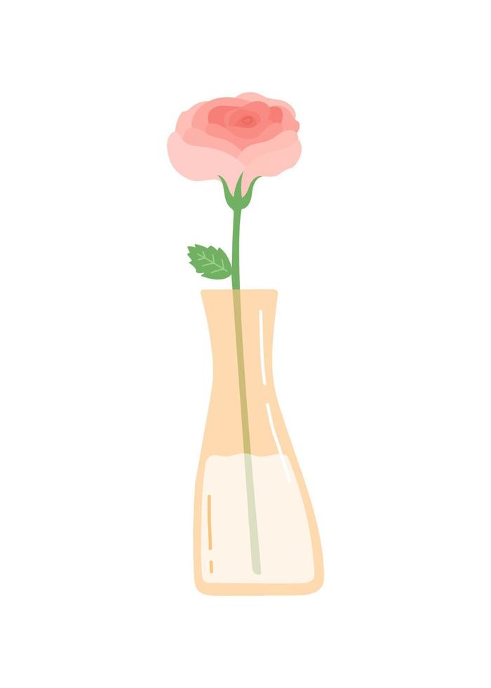 Flower in vase, simple flat design vector illustration