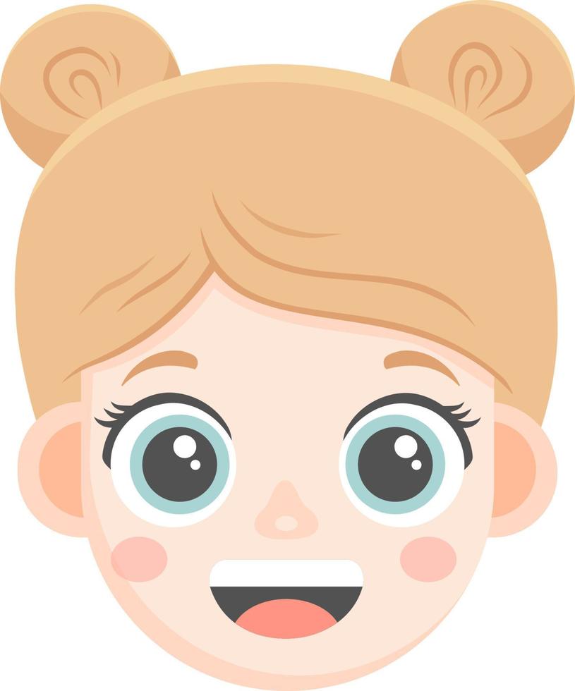 Cute girl face, vector illustration