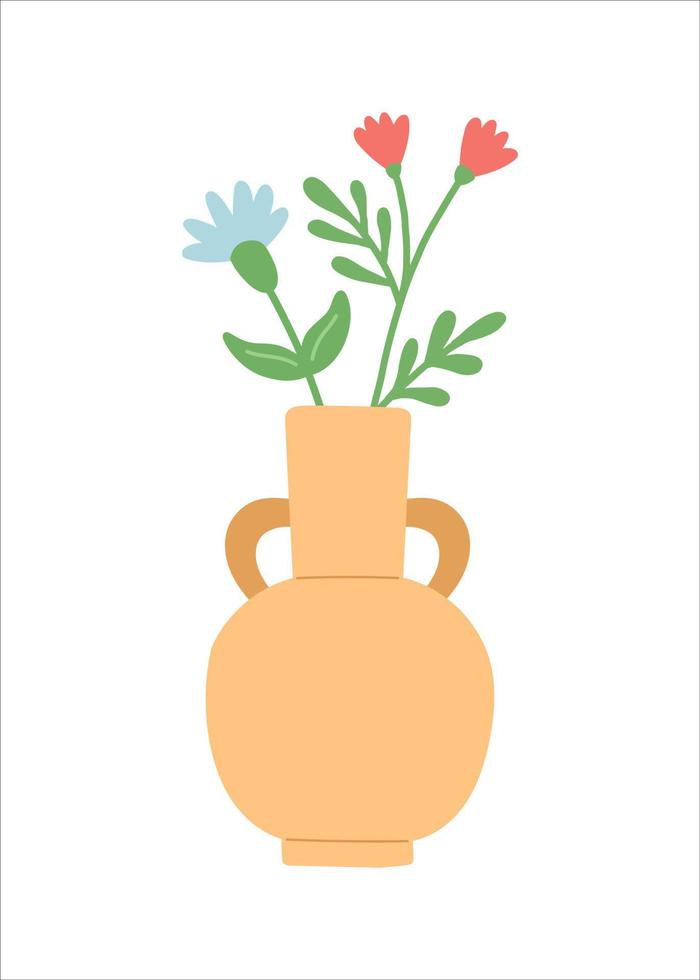 Flower in vase, simple flat design vector illustration