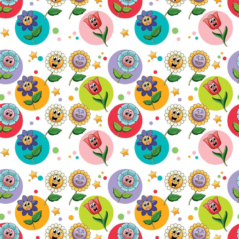Seamless background with colorful flowers vector