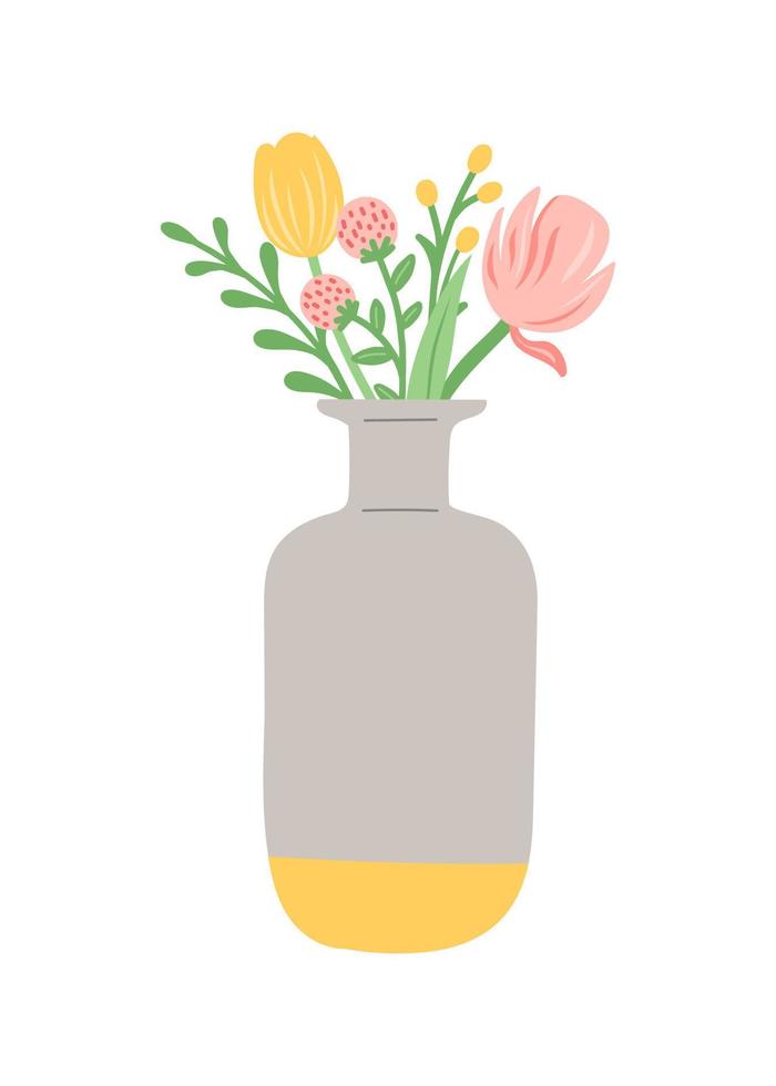 Flower in vase, simple flat design vector illustration