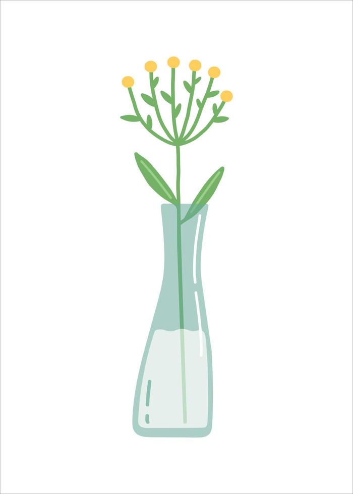 flor en jarrón, ilustración de vector de diseño plano simple