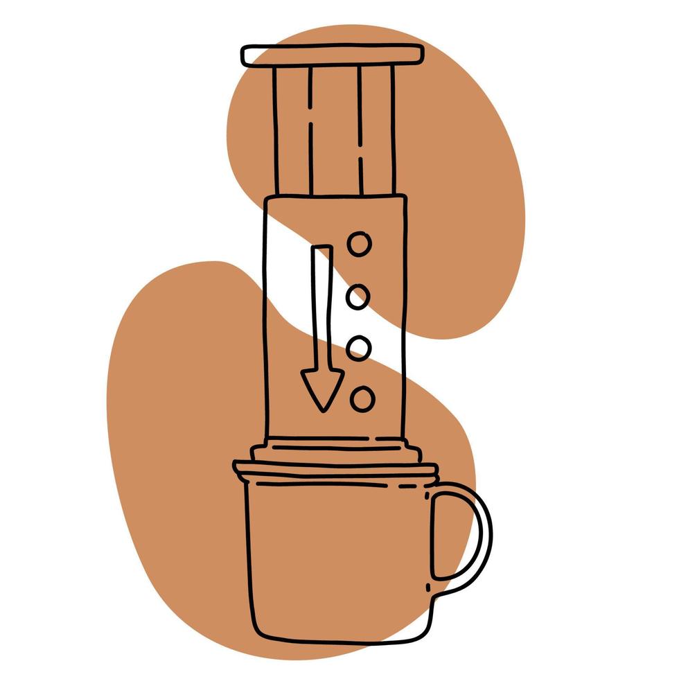 icono de café lineart, ilustración de vector de color simple tranquilo