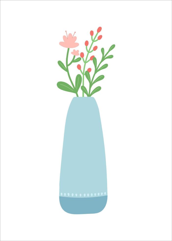 Flower in vase, simple flat design vector illustration