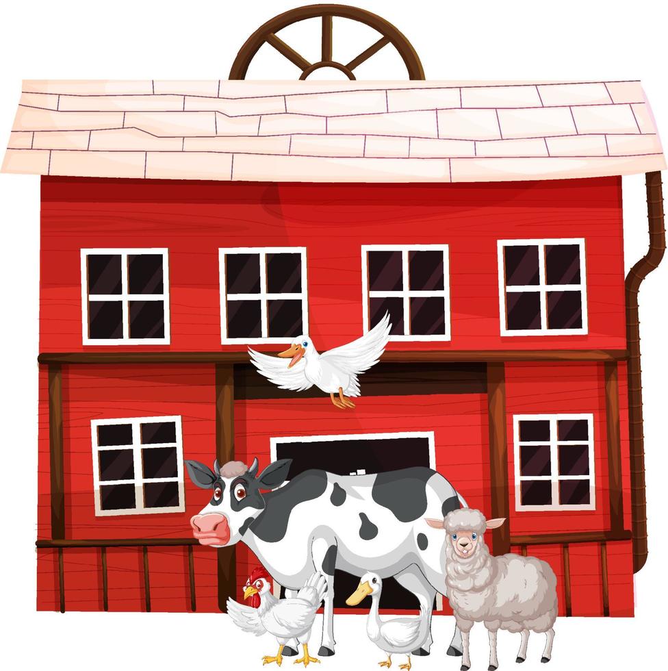 Farming theme with many animals vector