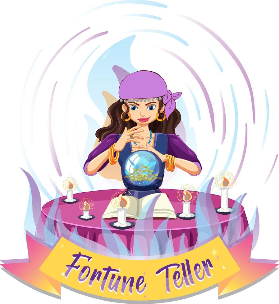 Fortune teller with crystal ball vector