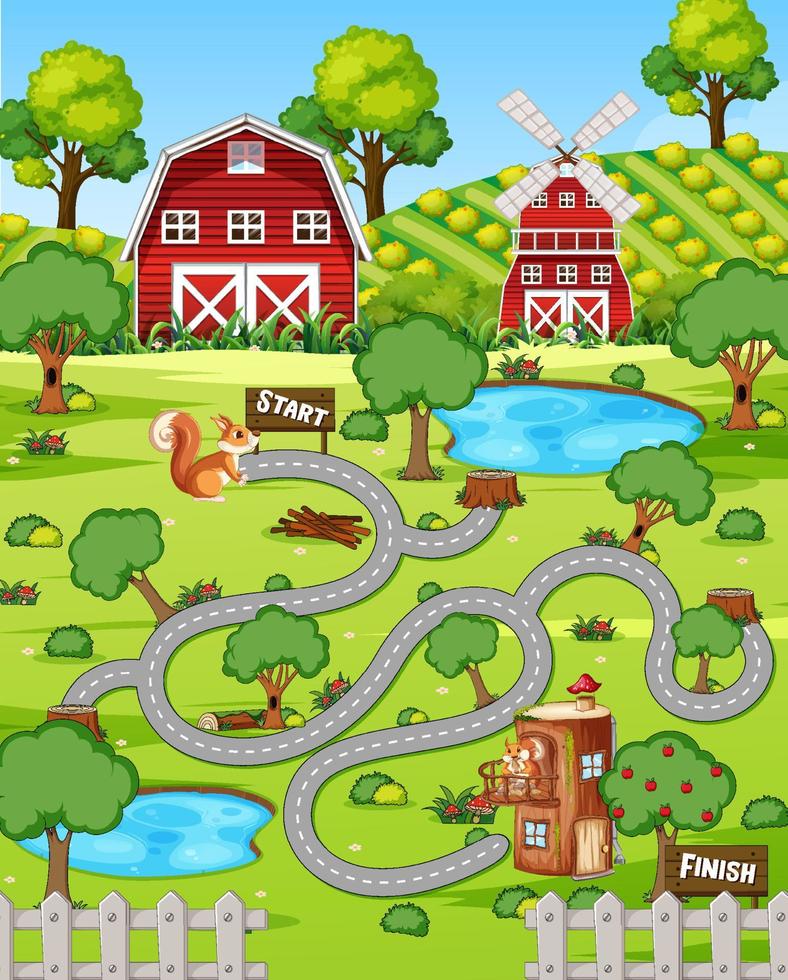 A farm boardgame template vector