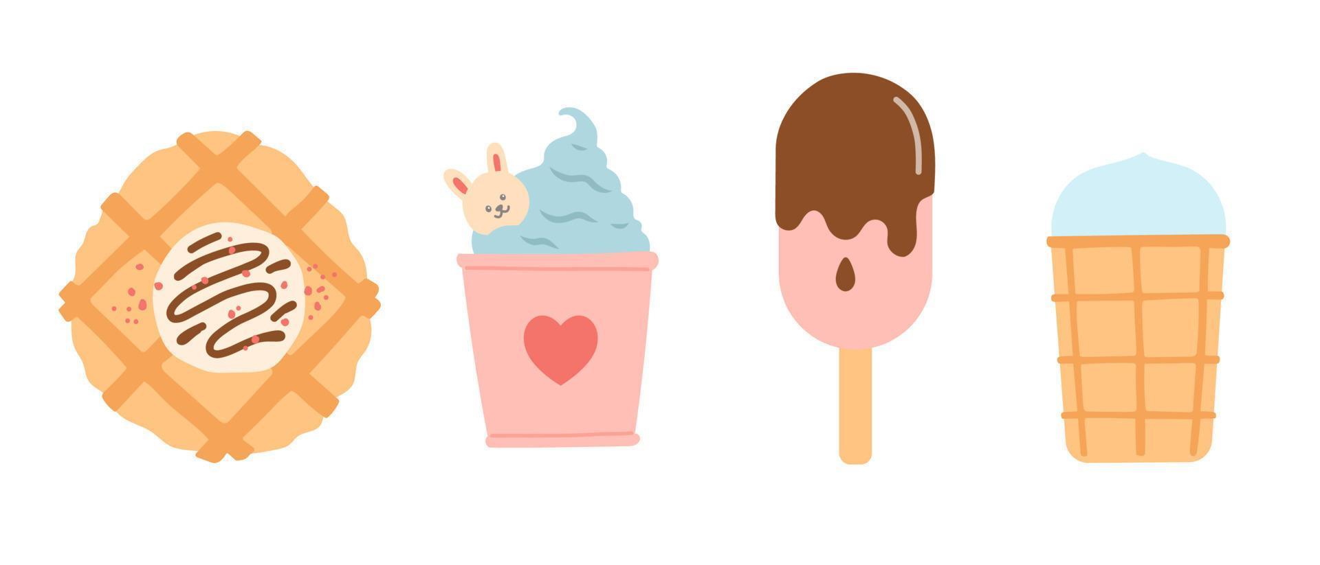 Summer set of ice cream, flat design, vector illustration