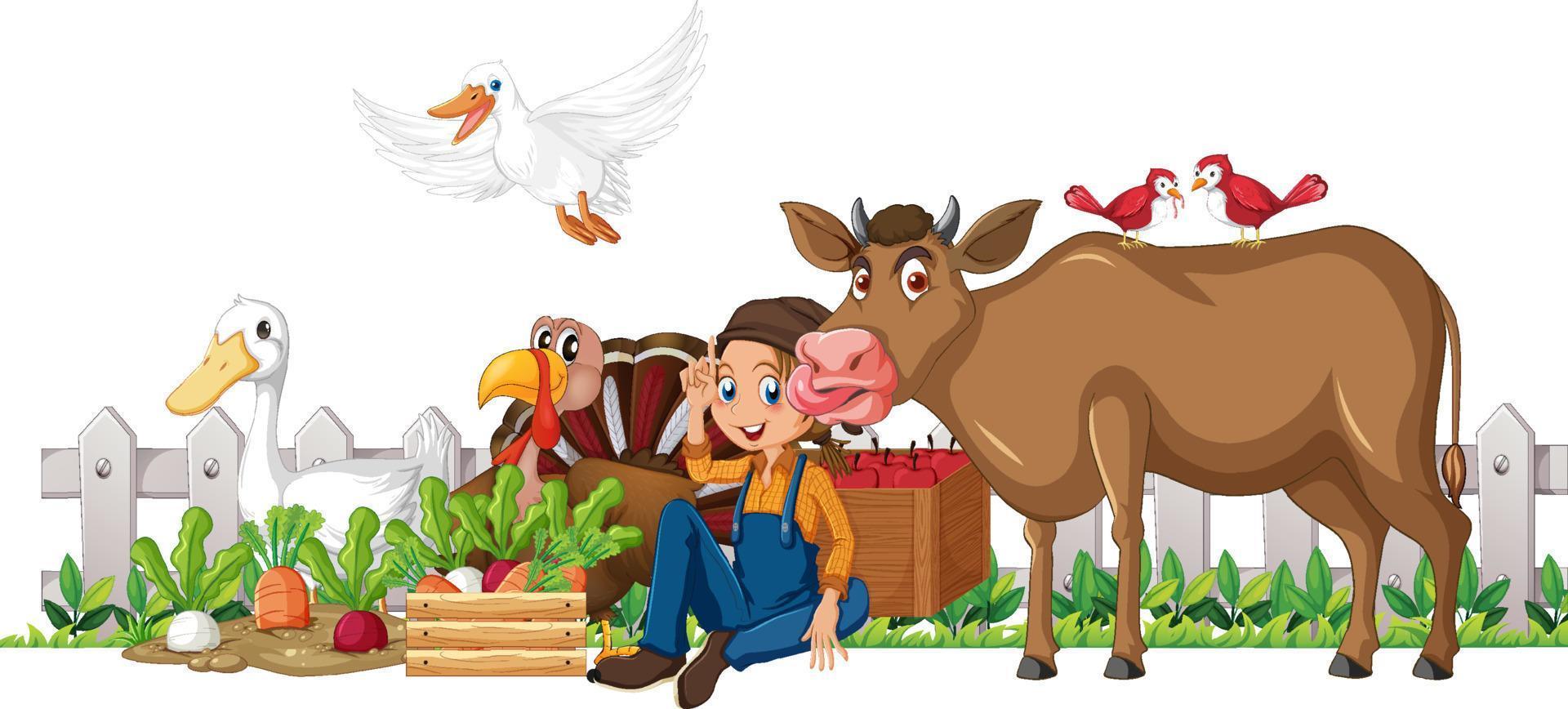 Farm animals on white background vector