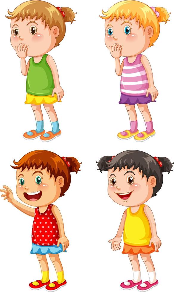 conjunto de diferentes niñas pequeñas vector