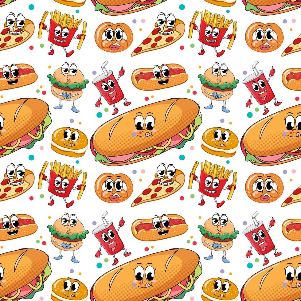 Seamless background with food theme vector