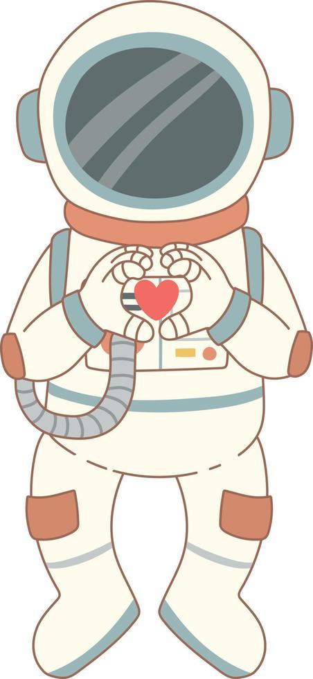 Cute astronaut with a heart, cartoon vector