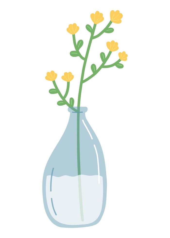 Flower in vase, simple flat design vector illustration