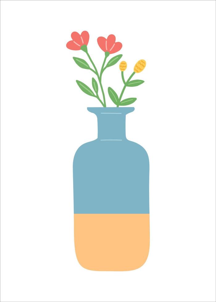 Flower in vase, simple flat design vector illustration
