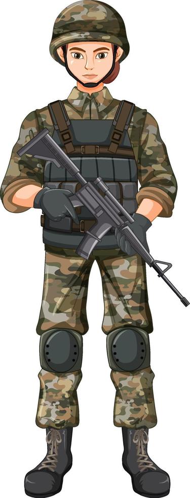 soldado en personaje de dibujos animados uniforme vector