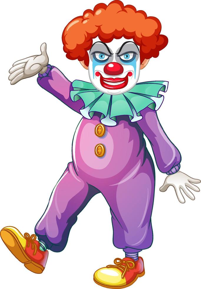 payaso de dibujos animados en trajes morados vector