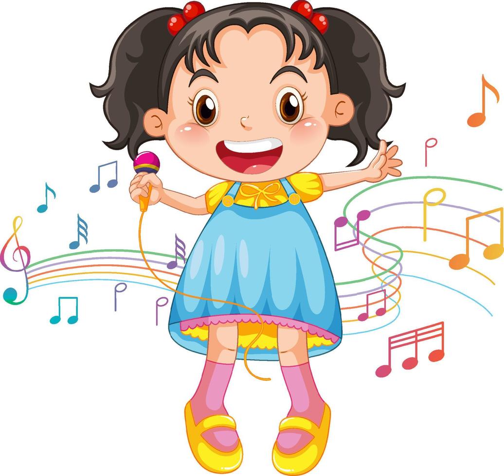 A girl holding microphone singing vector
