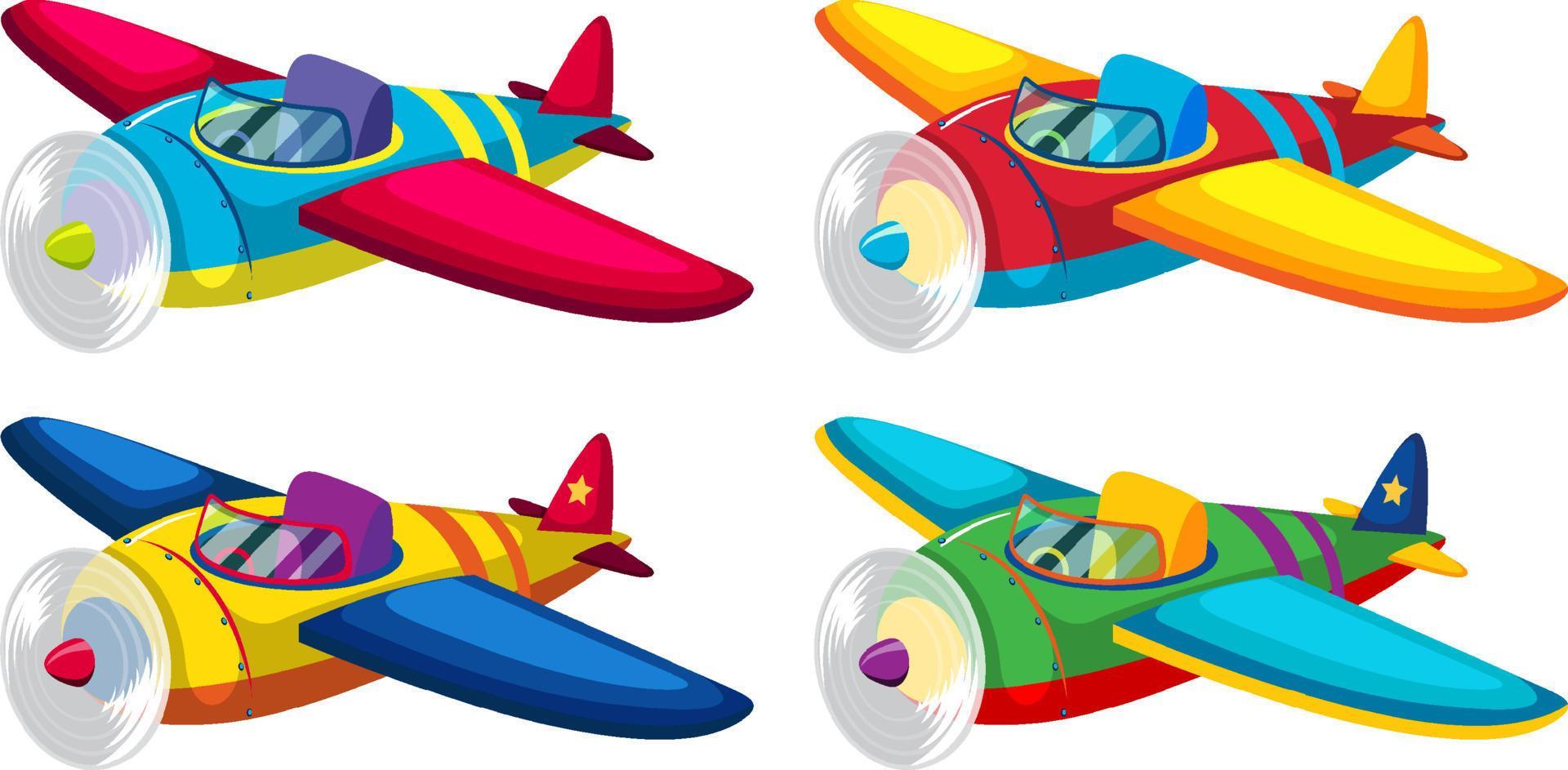 Cute colourful airplane set on white background 7375062 Vector Art at