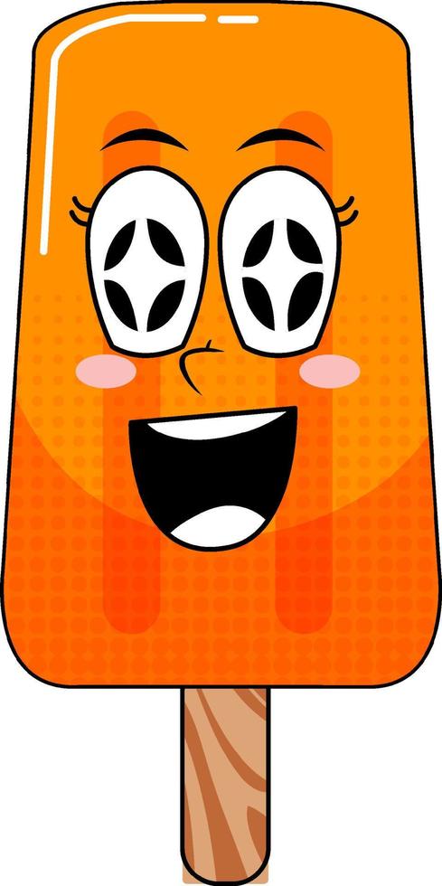 Orange flavor popsicle with happy face vector