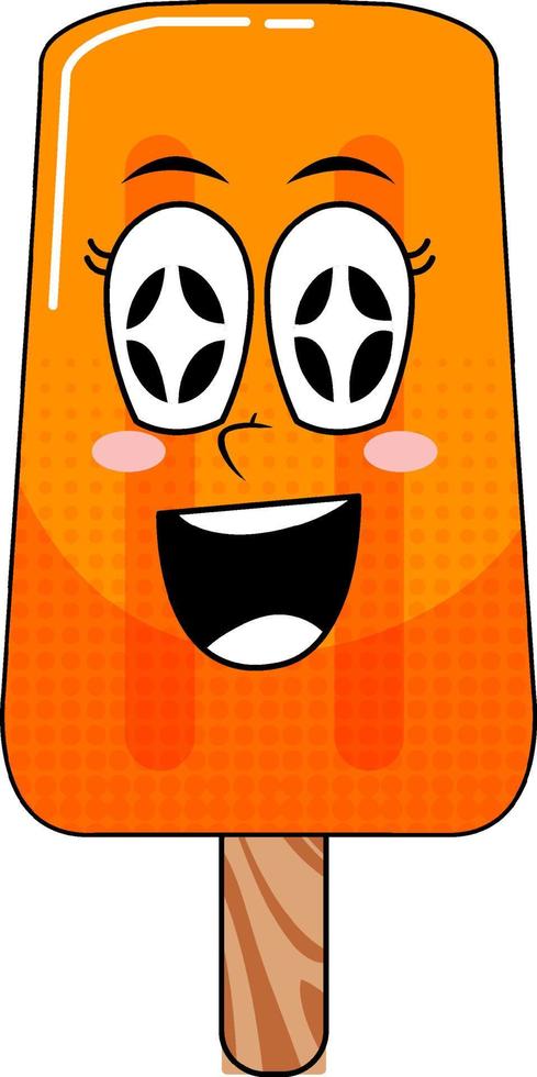 paleta sabor naranja con carita feliz vector