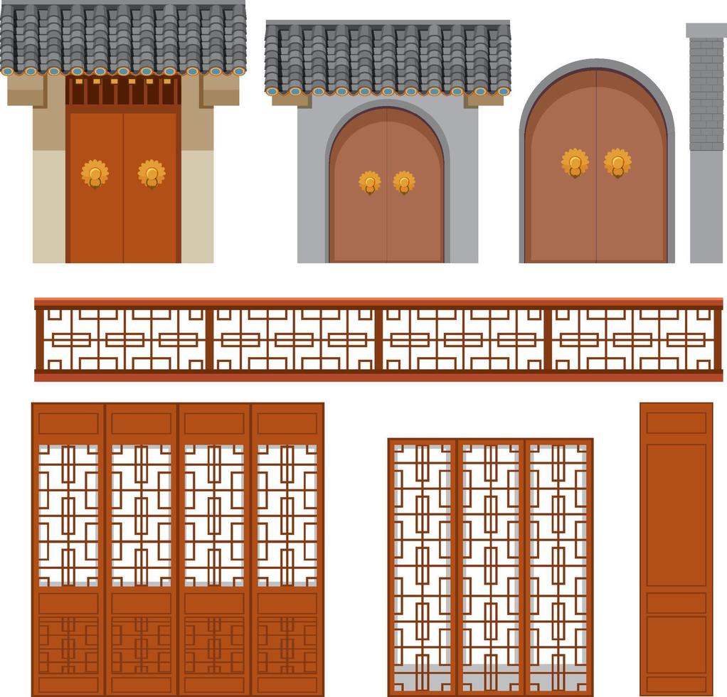 Set of Chinese traditional architectures vector