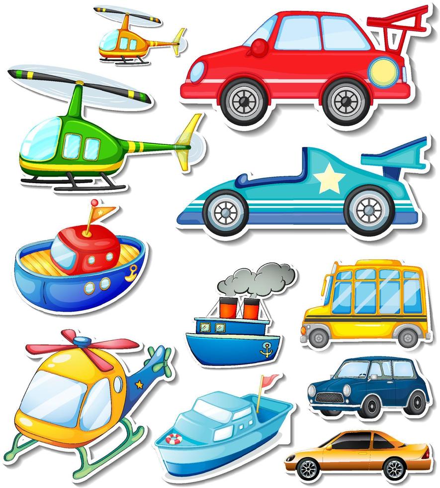 Sticker set of different vehicles vector