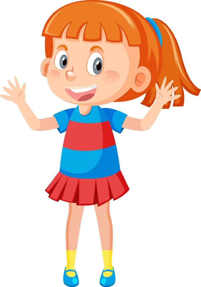 Cheerful girl with greeting gesture vector