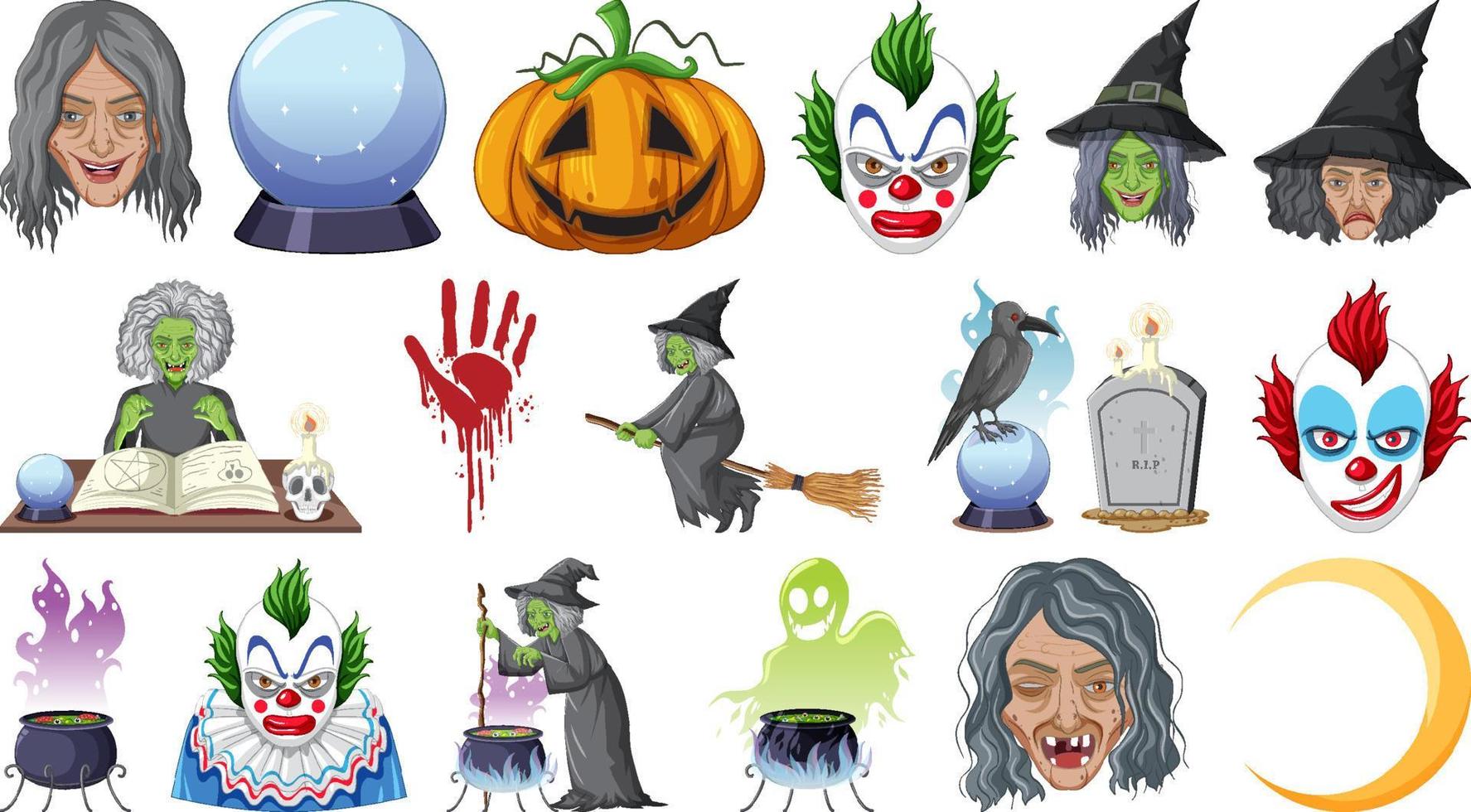 Halloween set with scary monsters vector