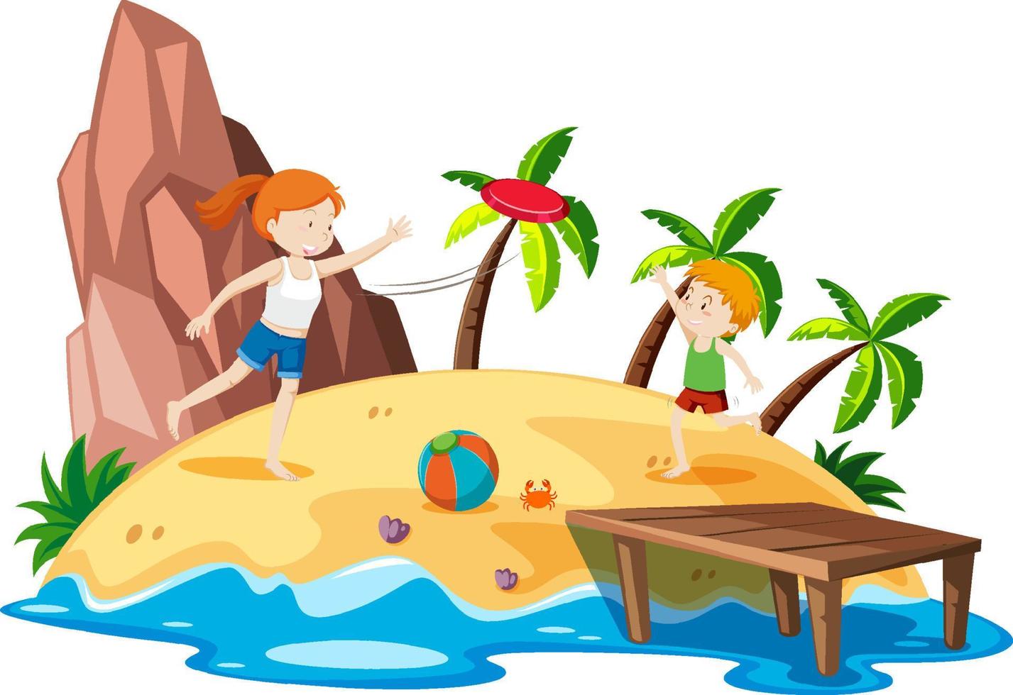 Tropical island with people on vacation vector