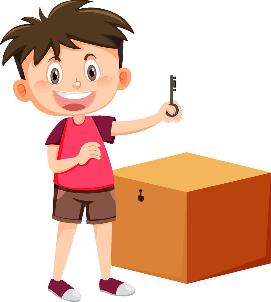 Locked toy box with a boy cartoon character vector