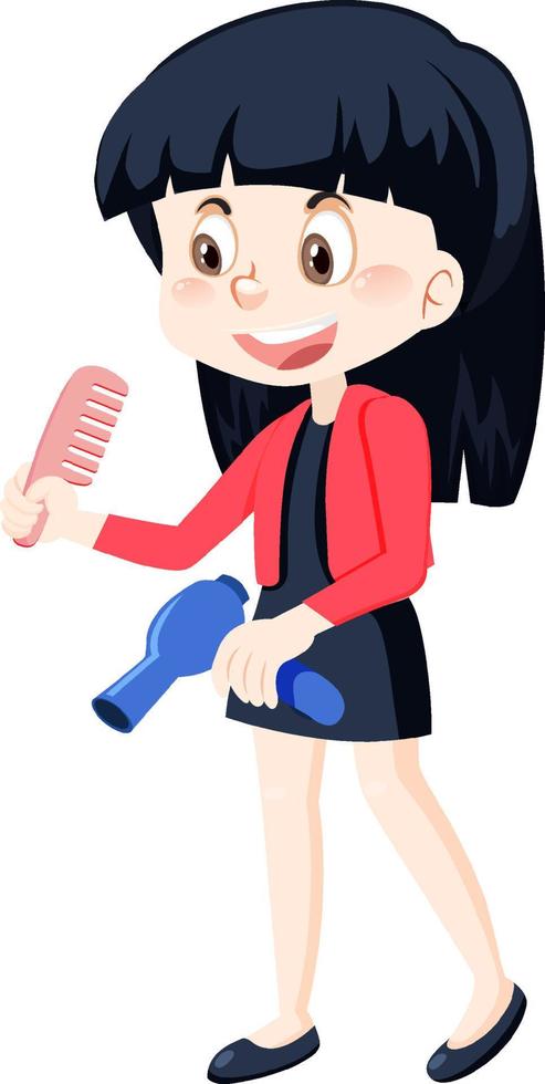 A girl holding hairdressing tools on white background vector