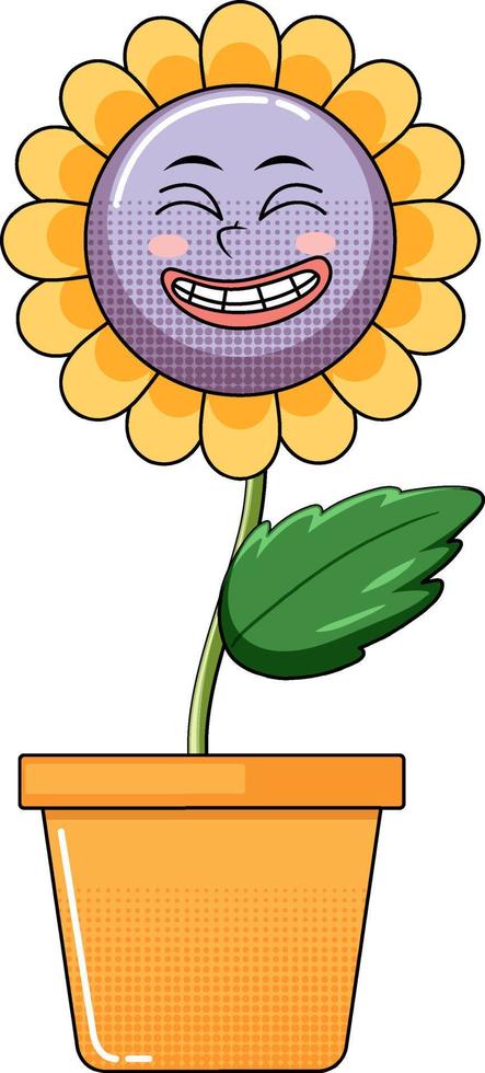 A flower cartoon character on white background vector