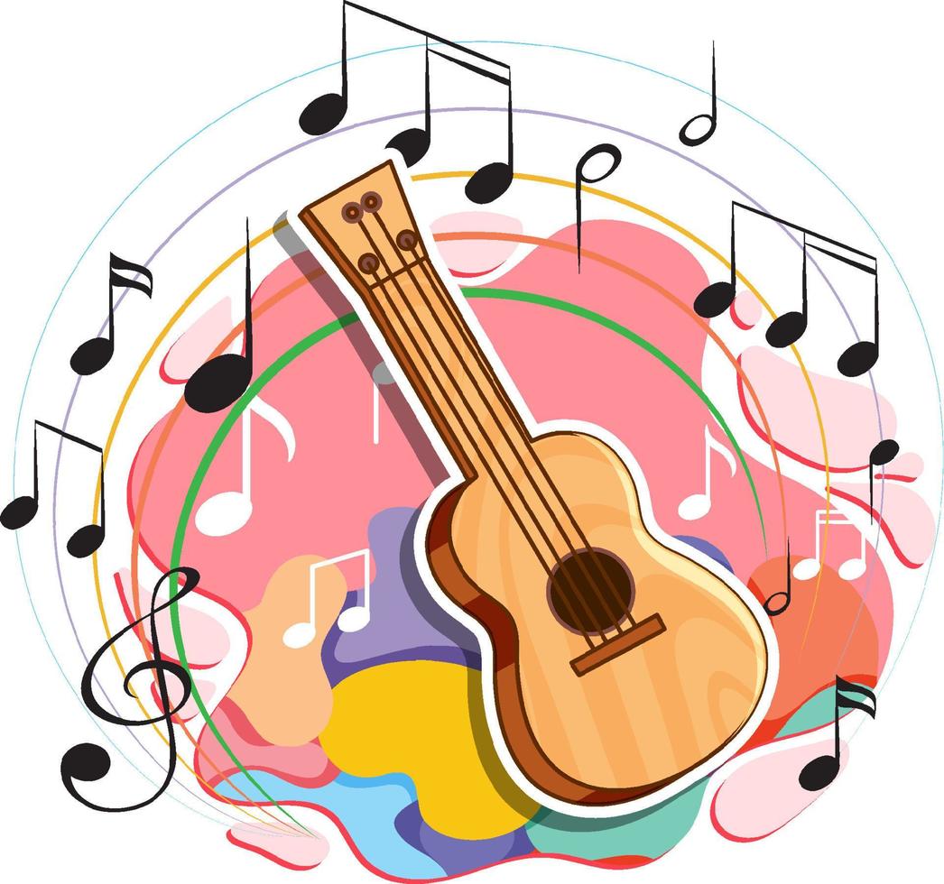 Guitar music instrument and music melody symbols vector