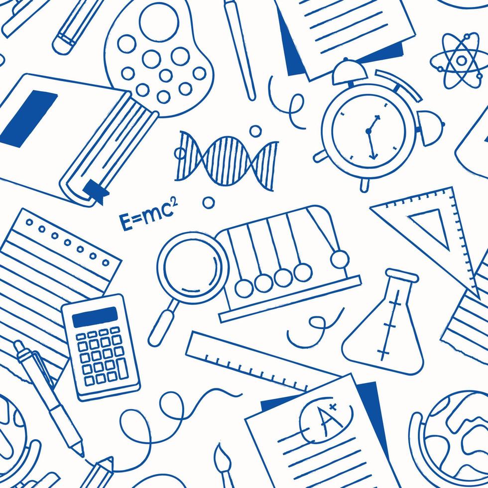 School Supplies Seamless Pattern vector