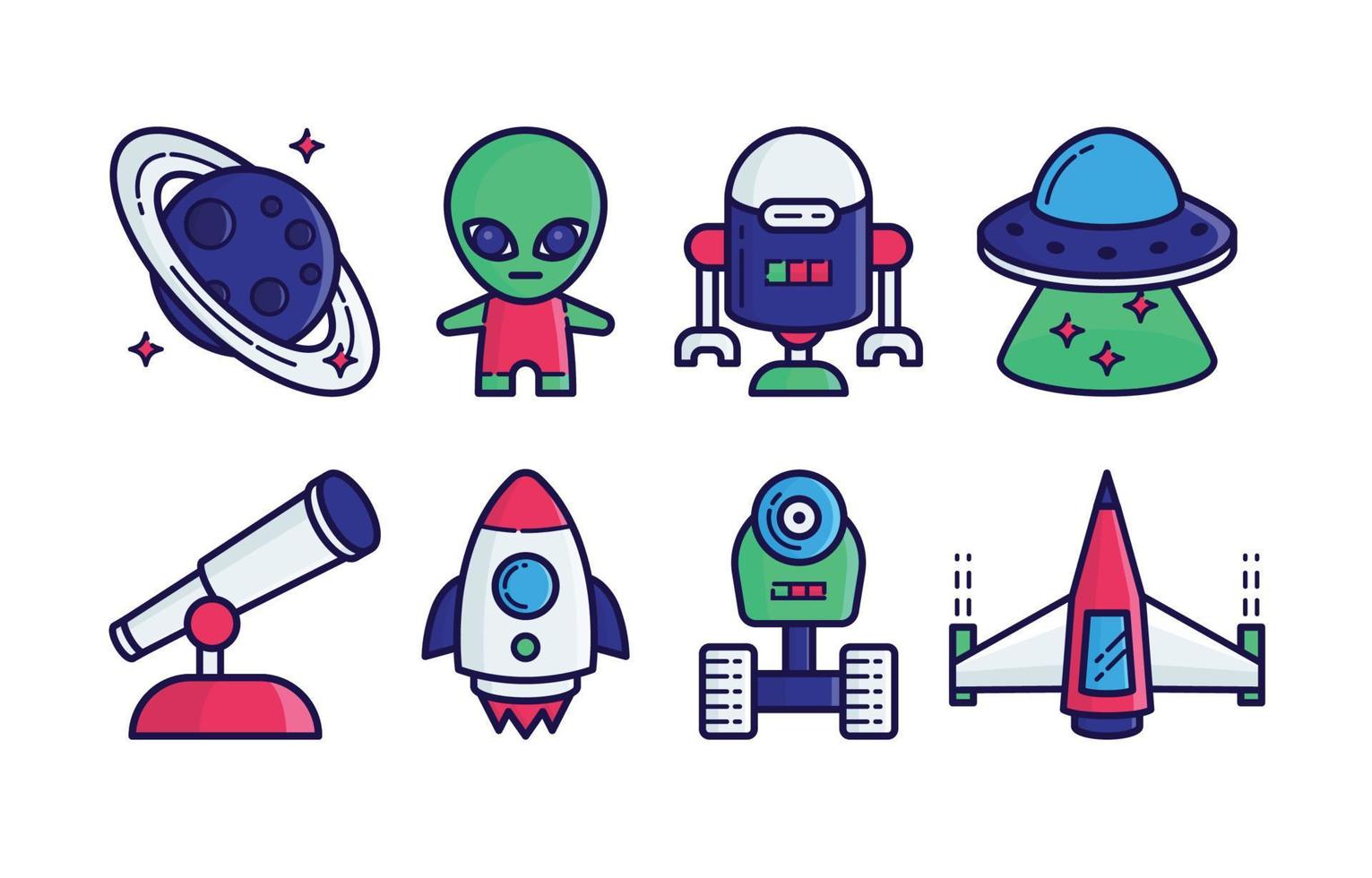 Scifi Icon Set in Flat Style vector