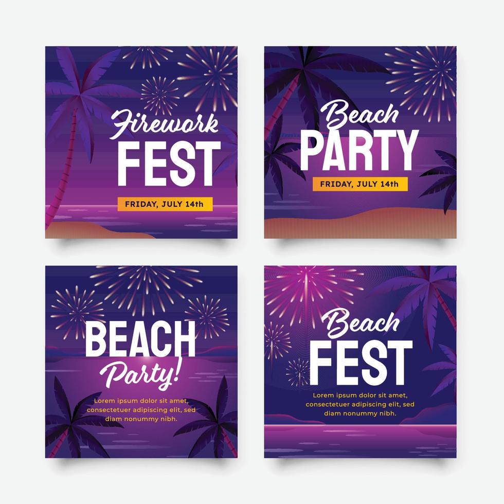 Beach Firework Festival Social Media vector