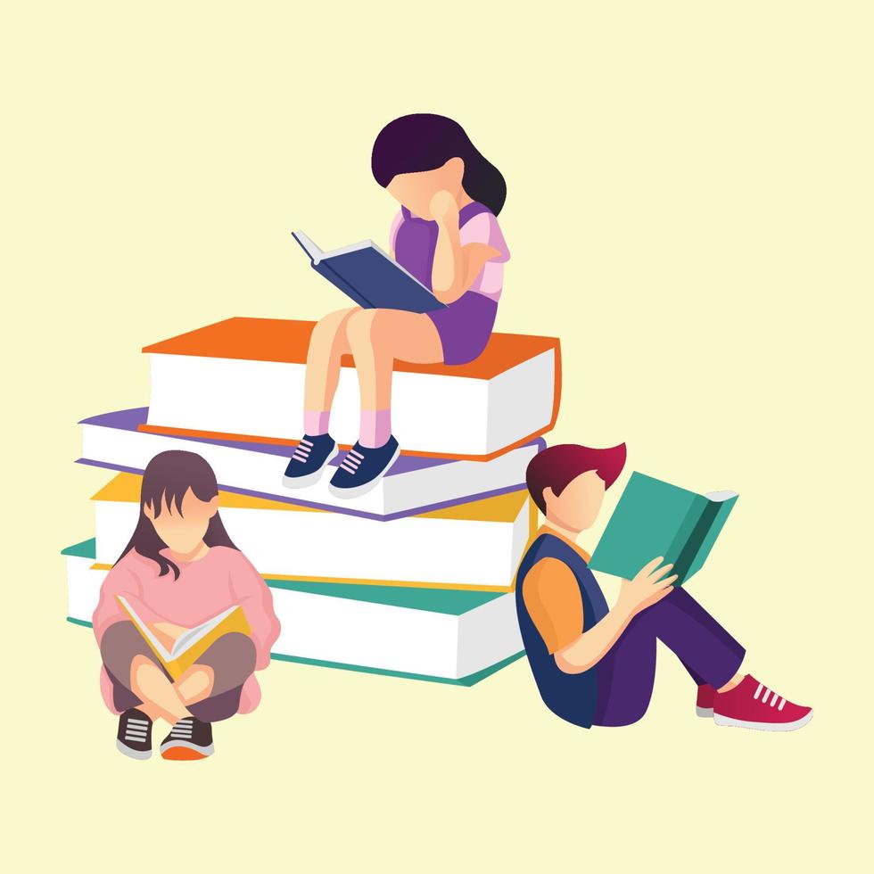 illustration of reading a book vector
