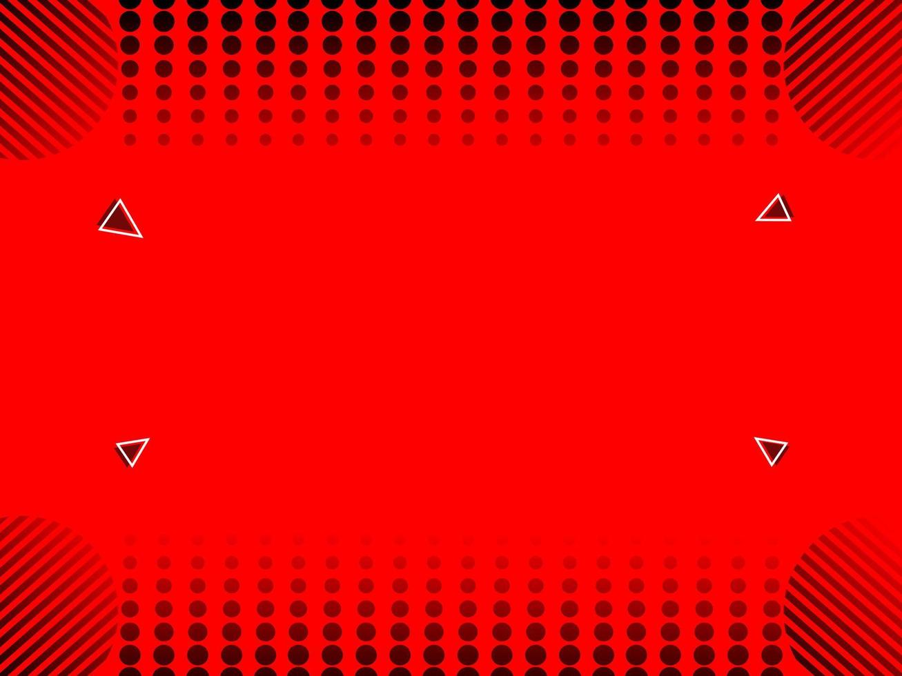 Memphis red background with circle and triangle elements vector