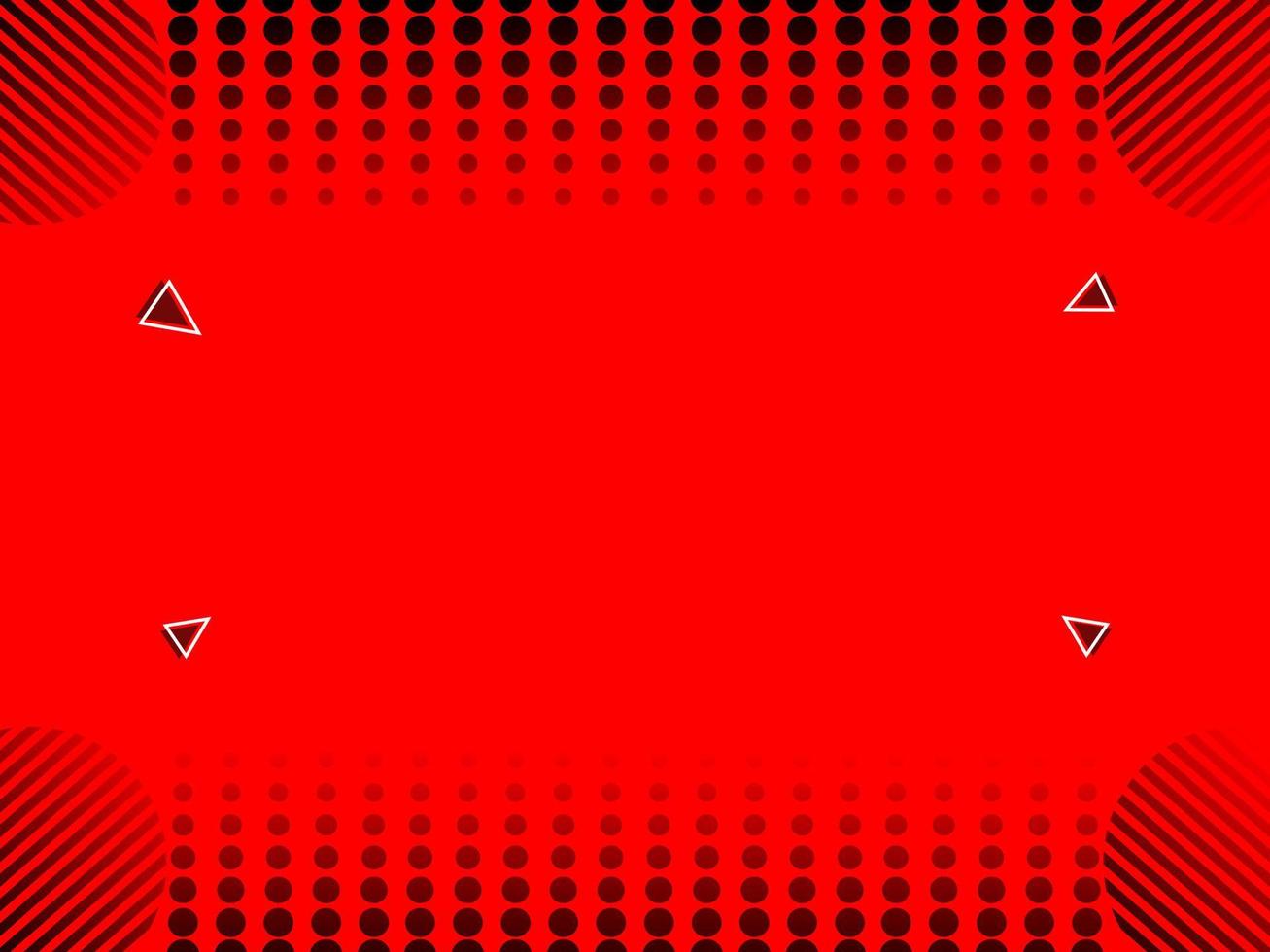 Memphis red background with circle and triangle elements vector