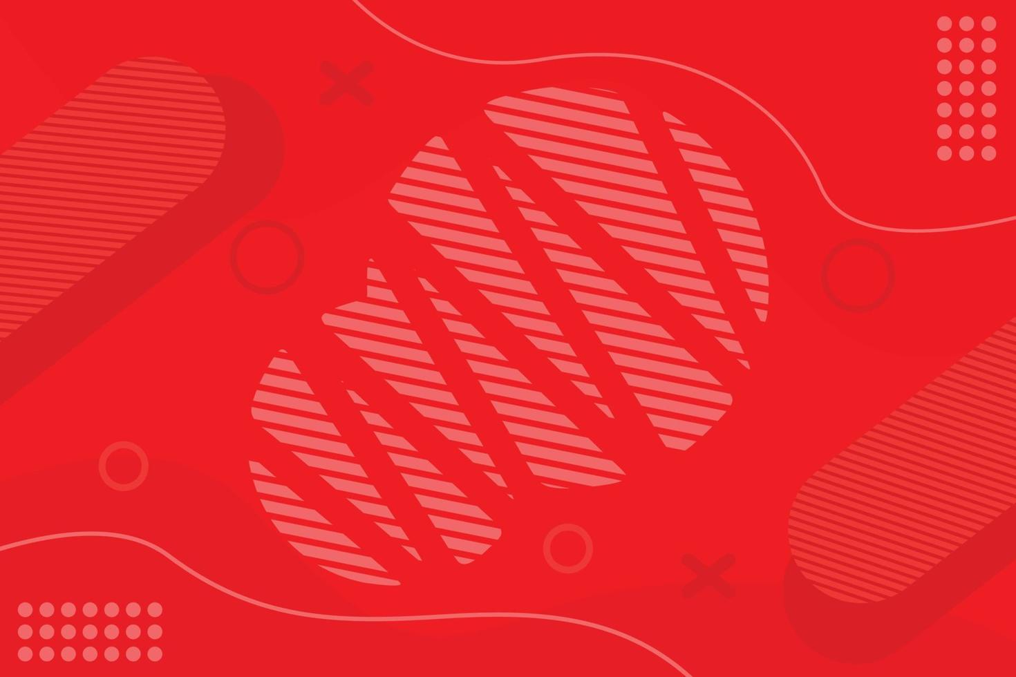 fondo rojo de memphis con medios tonos y elementos de línea vector