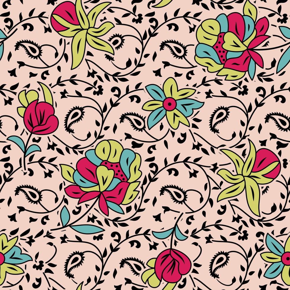 Fabric print womanizer Ethnic, tribal seamless surface pattern. Repeated folk background vector