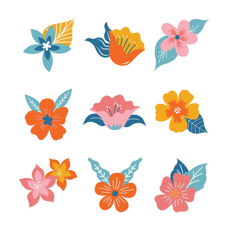 elementos que representan una flor de verano bellamente coloreada vector