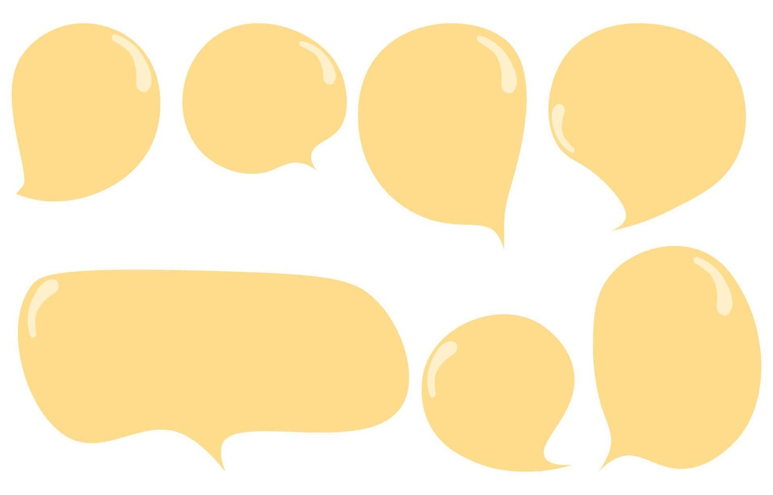 yellow empty speech bubbles set,outline on a white background, vector speaking or talk bubble, Doodle style