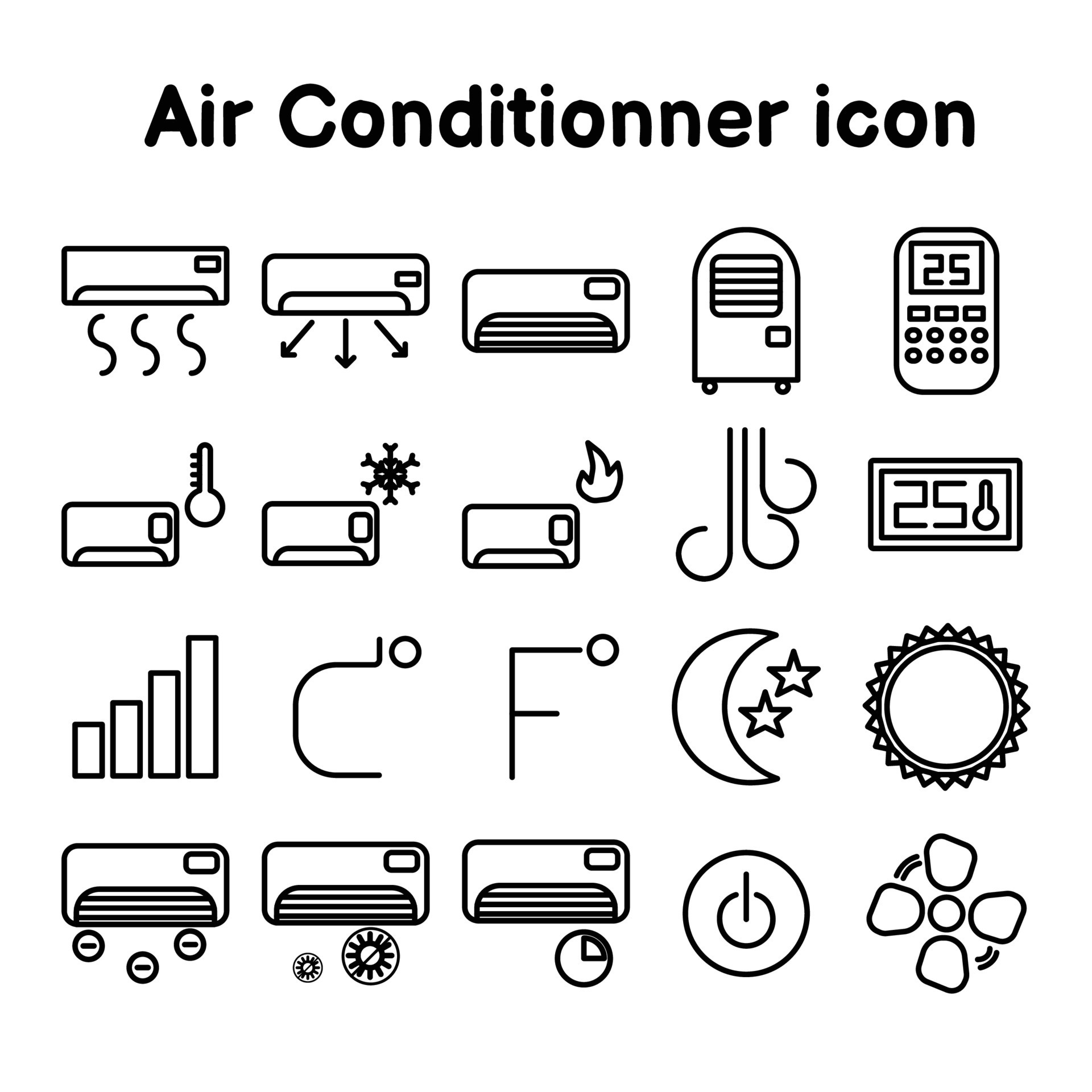 Outline icon of air conditioner, cooling or heating equipment