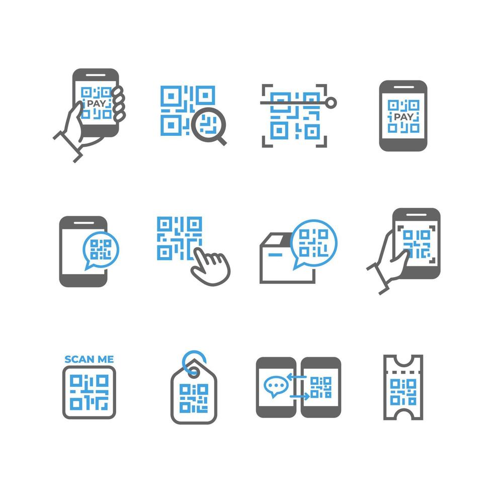 Set of Check Code Outline Icon vector