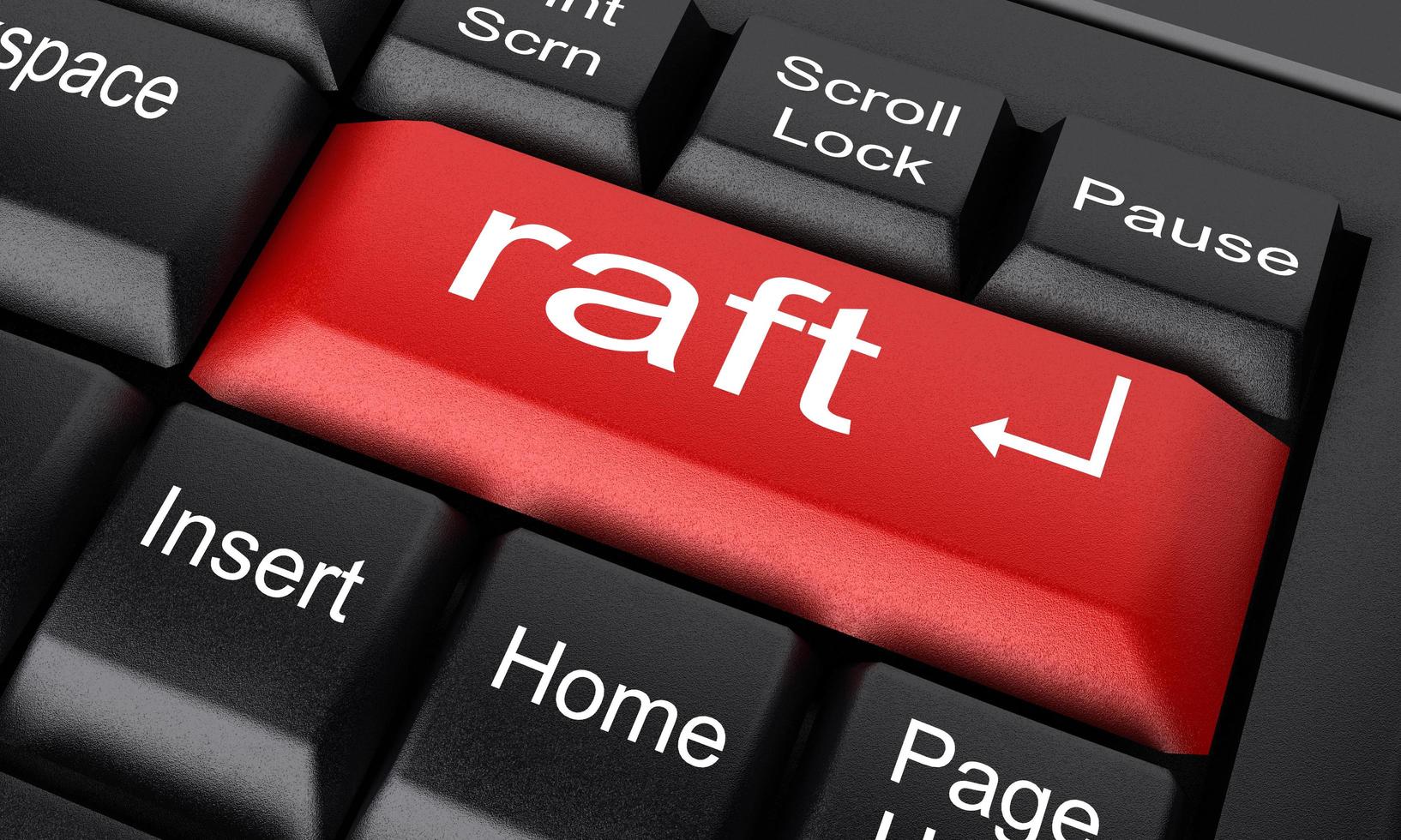 raft word on red keyboard button photo