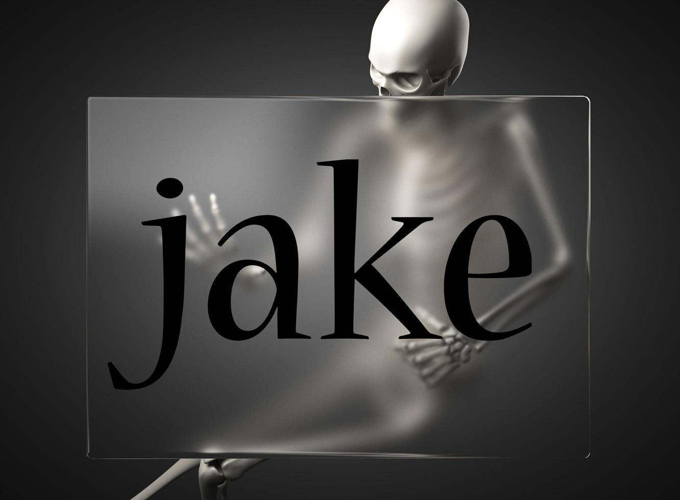 jake word on glass and skeleton photo