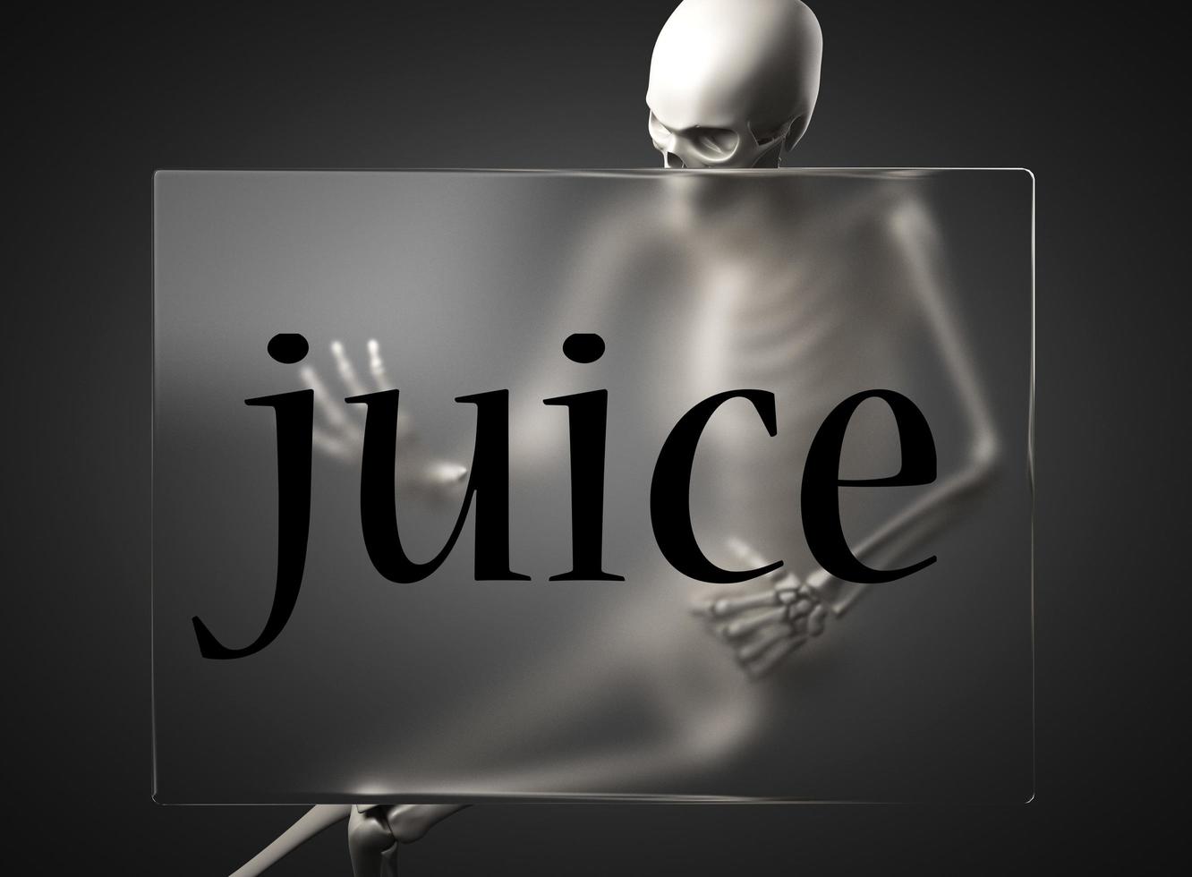 juice word on glass and skeleton photo