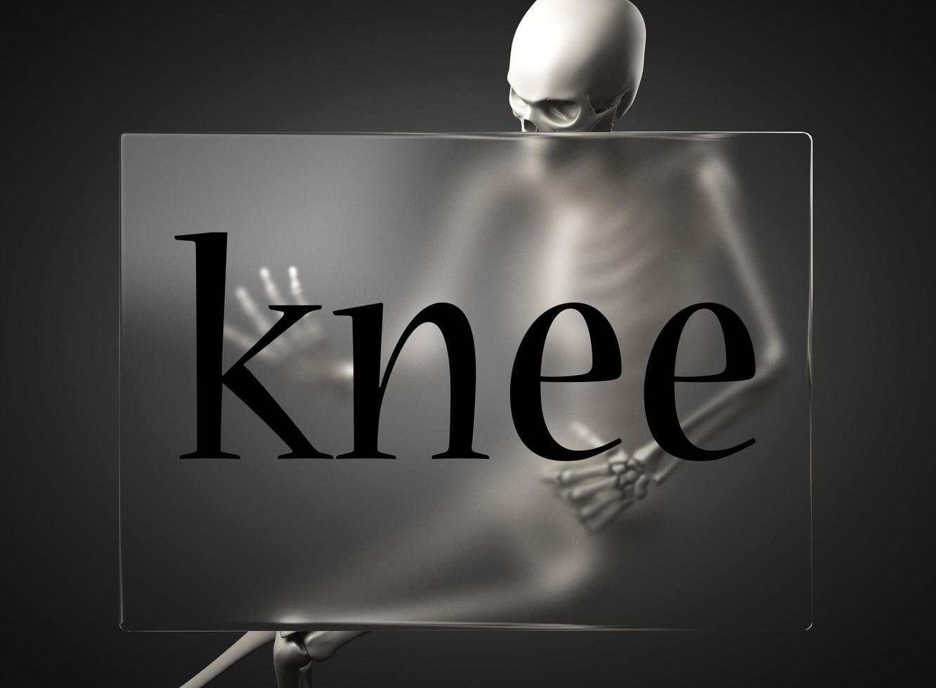 knee word on glass and skeleton photo