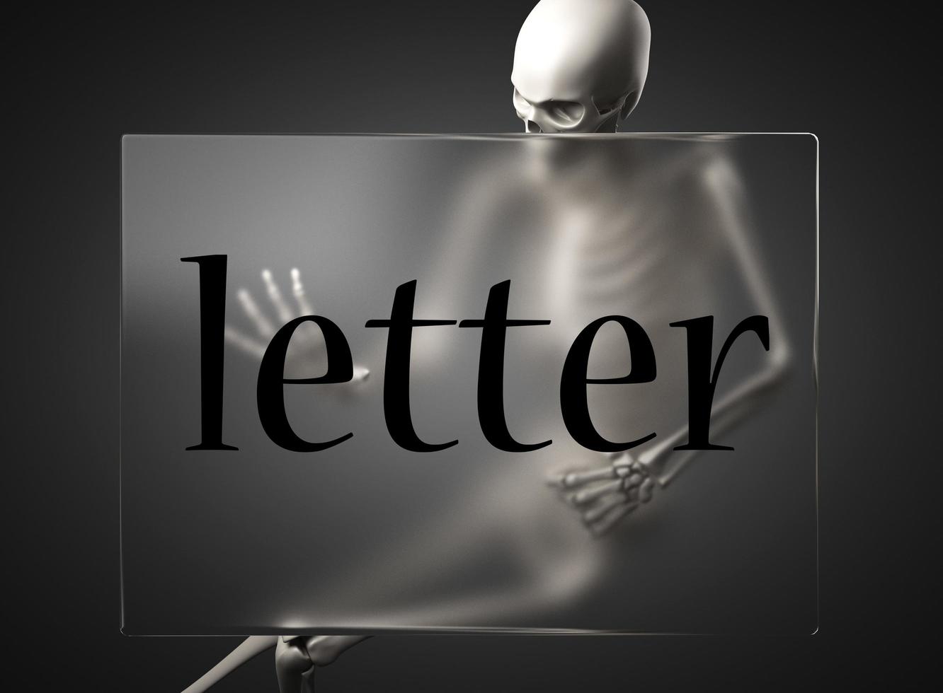 letter word on glass and skeleton photo